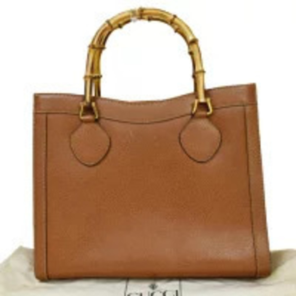 Gucci Bamboo Handbag Brown Leather